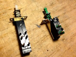 Original switch from Formanta Polivoks (left); replacement switch (right)